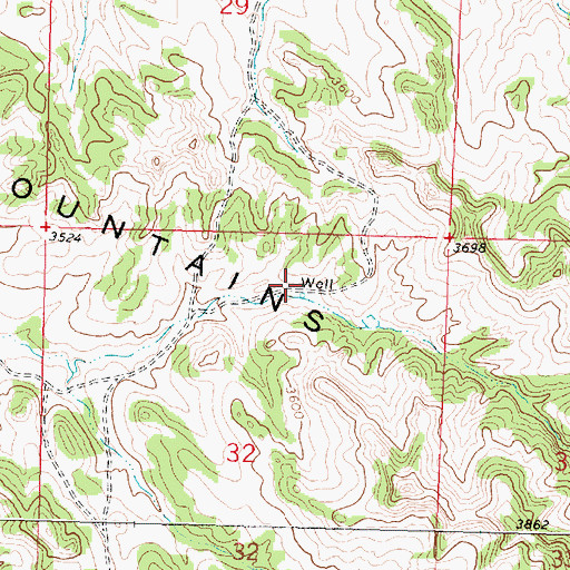 Topographic Map of 02N38E32ABDB01 Well, MT