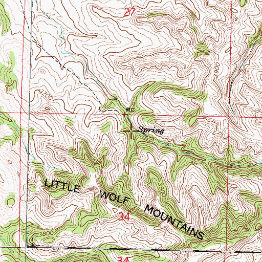 Topographic Map of 02N38E34ABBC01 Spring, MT