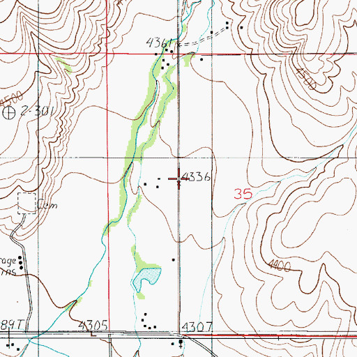 Topographic Map of 02N04E35BDCC01 Well, MT