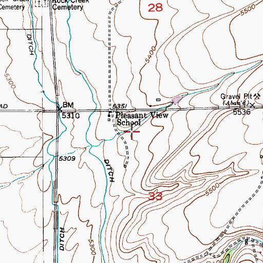 Topographic Map of 02N10E33BA__01 Well, MT