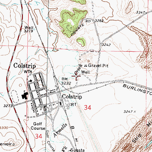 Topographic Map of 02N41E34BADC01 Well, MT
