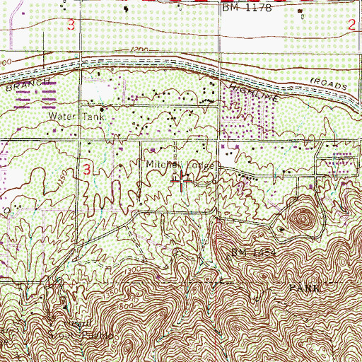 Topographic Map of Mitchell Lodge, AZ
