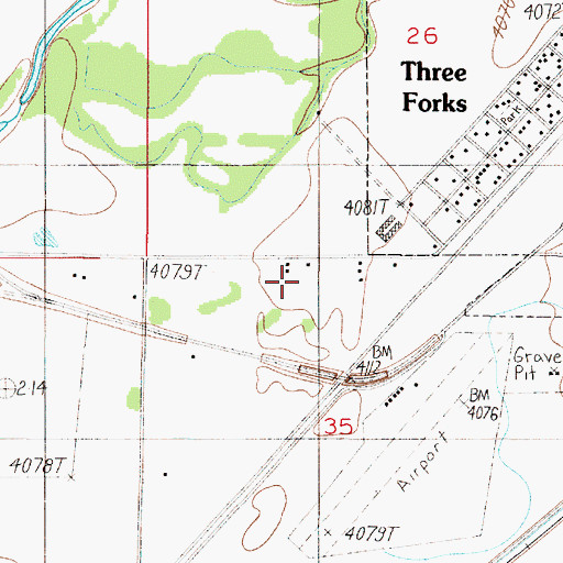 Topographic Map of 02N01E35BABA01 Well, MT