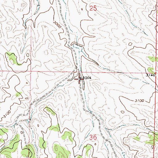 Topographic Map of 02N43E36BAAB01 Well, MT