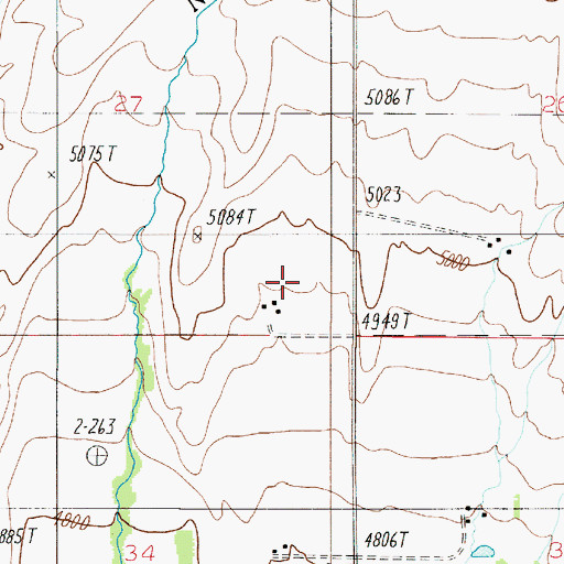 Topographic Map of 02N05E27DD__01 Spring, MT