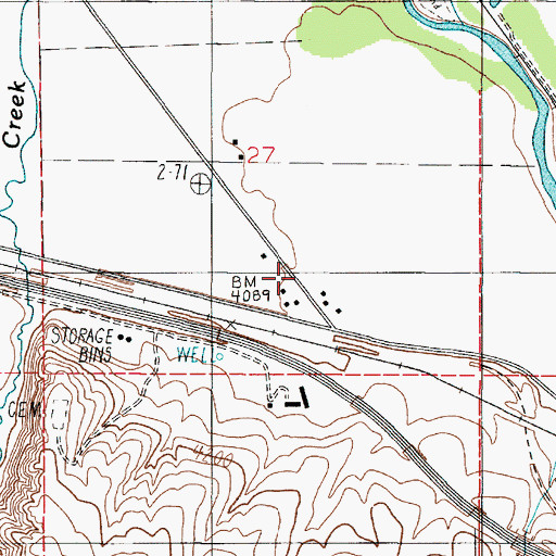 Topographic Map of 02N02E27DCB_01 Well, MT
