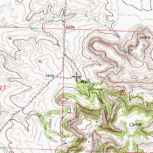 Topographic Map of 02N36E26BCDB01 Well, MT