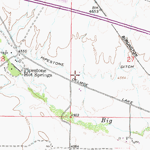 Topographic Map of 02N05W27CBCB01 Well, MT