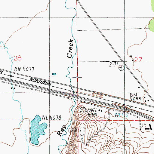 Topographic Map of 02N02E27CBC_01 Well, MT