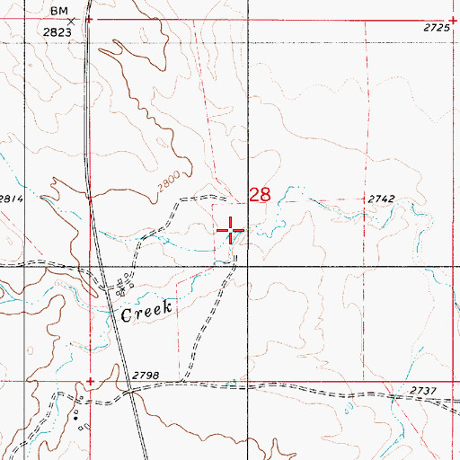 Topographic Map of 02N54E28CAAC01 Well, MT