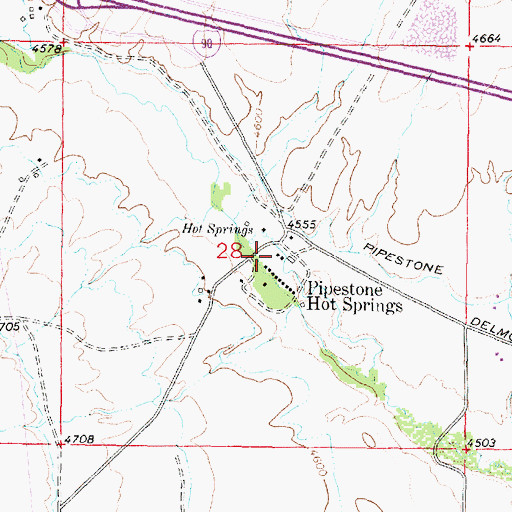 Topographic Map of 02N05W28DBBB01 Spring, MT