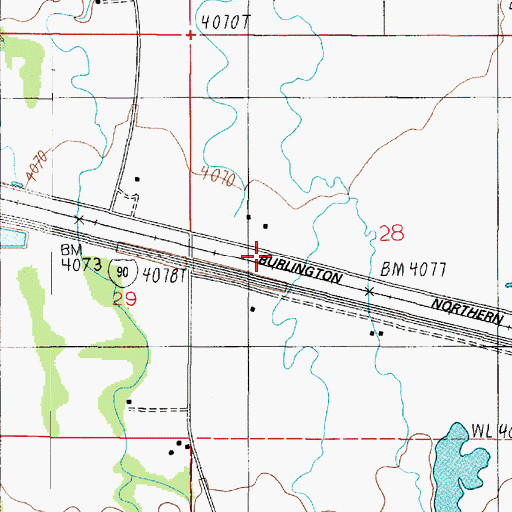Topographic Map of 02N02E28CBDD01 Well, MT