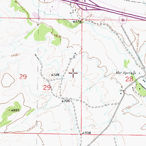 Topographic Map of 02N05W28BBBB01 Spring, MT