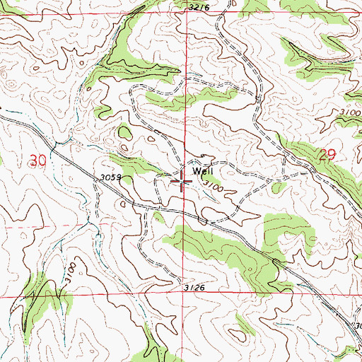 Topographic Map of 02N44E29CBBB01 Well, MT