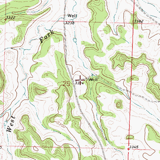 Topographic Map of 02N39E25ACDC01 Well, MT
