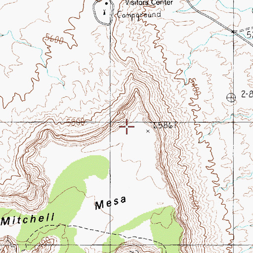 Topographic Map of Mitchell Mesa, AZ