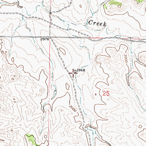 Topographic Map of 02N43E25BCAA01 Well, MT