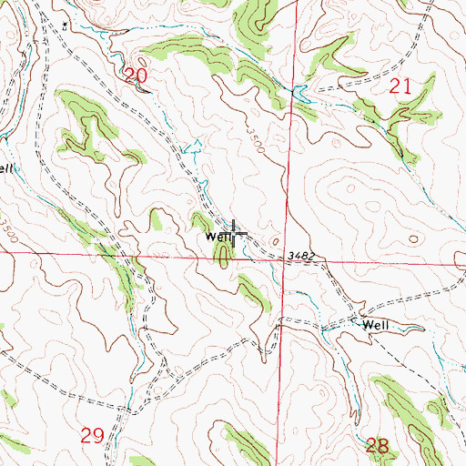 Topographic Map of 02N38E20DDCA01 Well, MT