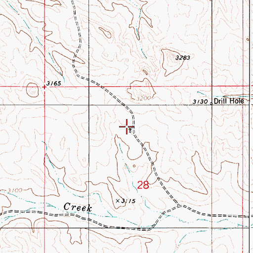 Topographic Map of 02N52E28BADC01 Well, MT