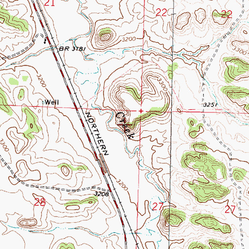 Topographic Map of 02N41E28AAAC01 Well, MT