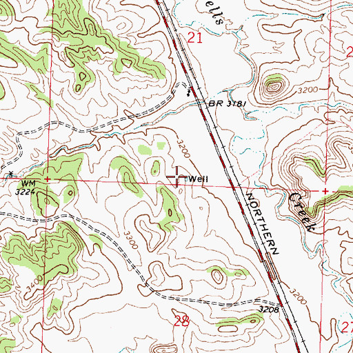 Topographic Map of 02N41E21CDDD01 Well, MT