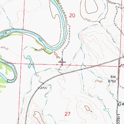 Topographic Map of 02N45E20CDDD01 Well, MT