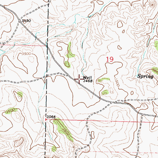 Topographic Map of 02N39E19CACB01 Well, MT