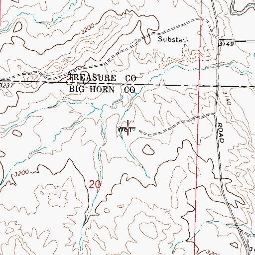 Topographic Map of 02N37E20ABDC01 Well, MT