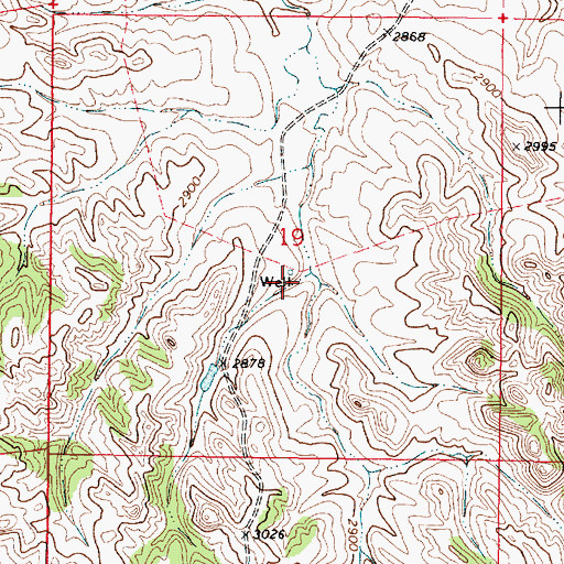 Topographic Map of 02N46E19CAAC01 Well, MT