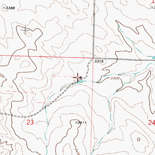 Topographic Map of 02N36E23AADB02 Spring, MT
