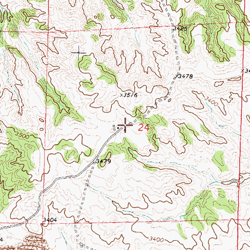 Topographic Map of 02N41E24CAAA01 Well, MT