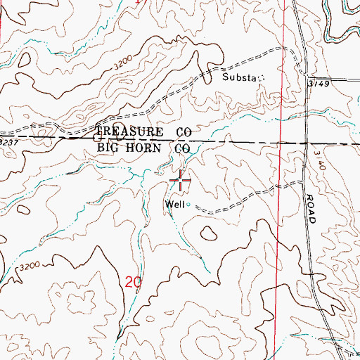 Topographic Map of 02N37E20ABDB01 Well, MT