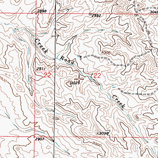 Topographic Map of 02N47E22BDBD01 Well, MT