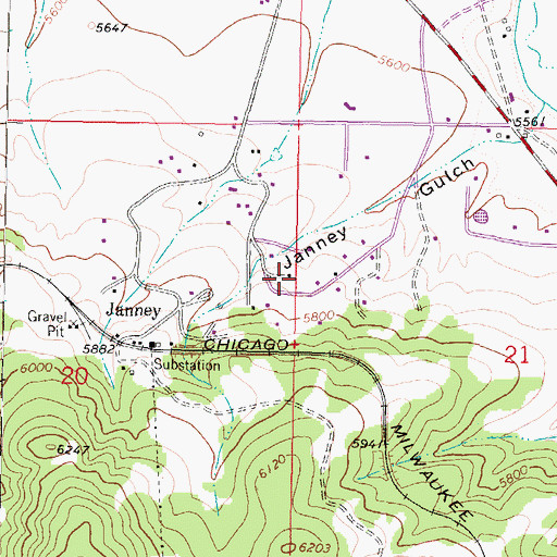 Topographic Map of 02N07W20ADA_02 Well, MT