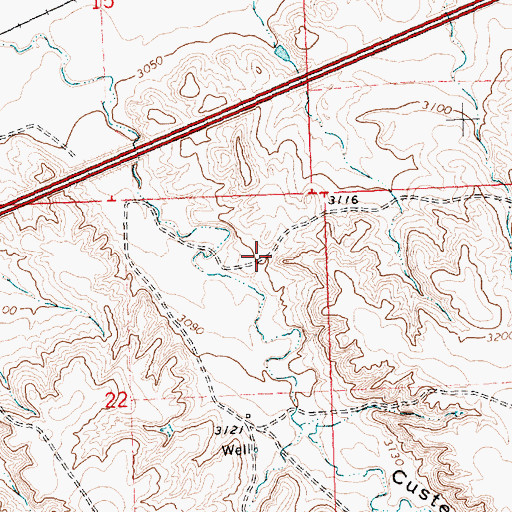 Topographic Map of 02N28E22AACB01 Well, MT