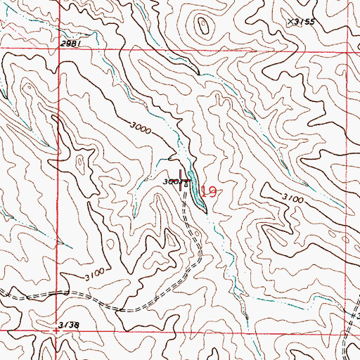 Topographic Map of 02N48E19BDDC01 Well, MT