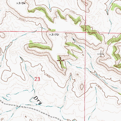 Topographic Map of 02N44E24CDCC01 Well, MT