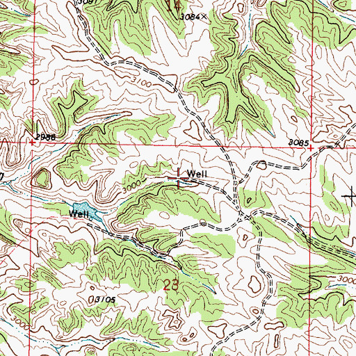 Topographic Map of 02N46E23ABBC01 Well, MT