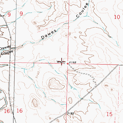 Topographic Map of 02N37E09DDDD01 Well, MT