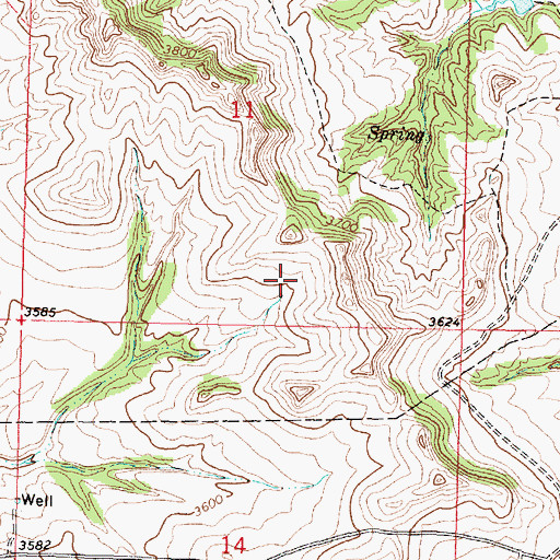Topographic Map of 02N38E11DCCA01 Spring, MT