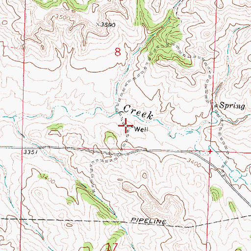 Topographic Map of 02N38E08DCCA01 Well, MT