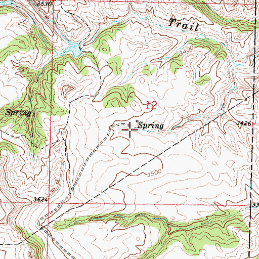 Topographic Map of 02N38E12CADB01 Spring, MT