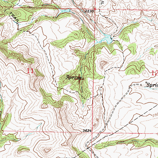 Topographic Map of 02N38E11DAAC01 Spring, MT