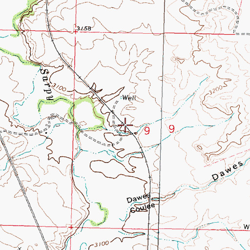 Topographic Map of 02N37E08ADDC01 Well, MT