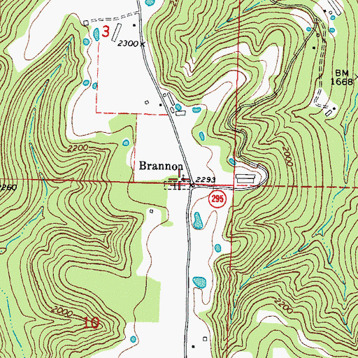 Topographic Map of Brannon Church, AR