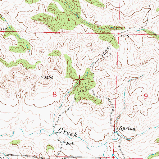 Topographic Map of 02N38E08ACDA01 Spring, MT