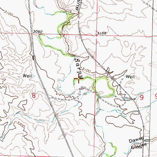Topographic Map of 02N37E08BDAD01 Well, MT