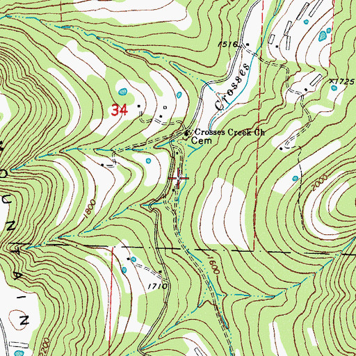 Topographic Map of Crosses Creek School (historical), AR