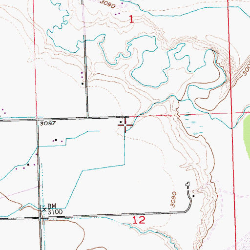 Topographic Map of 02N27E12BAAA01 Well, MT