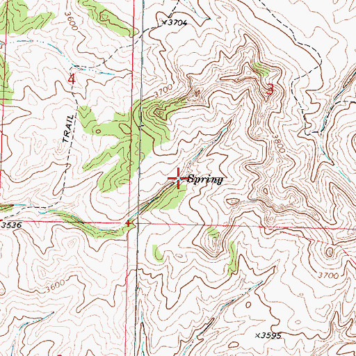 Topographic Map of 02N38E03CCAD01 Spring, MT